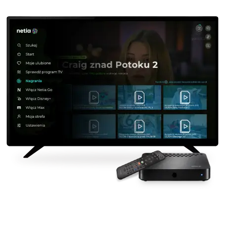 Menu Giganagrywarka Maxi otworzone na telewizorze przed telewizorem znajduje sie dekoder